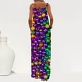 thumbnail image 6 of Feancey Sales Today Womens Mardi Gras Party Jumpsuits Carnival Themed Sequin Printed Bib Overalls Sleevelss Shoulder Strap Wide Leg Rompers Parade Jumpsuit with Pockets Multicolor M, 6 of 8