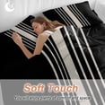 thumbnail image 5 of Black Beige Striped Duvet Cover Set, Modern Farmhouse Retro Lines Soft Duvet Cover California King Bedding Set 4 Pieces, 1 Quiltcover and 2 Pillowcases with Zipper, 1 Bed Sheet for All Seasons, 5 of 9