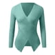 thumbnail image 4 of Jersey de manga larga con cuello en V para mujer: top de punto liso, corte ajustado para uso informal/al aire libre, tallas S-XL, 4 of 5