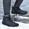thumbnail image 2 of Xfvqtps Mens Snow Boots Large Size Slip On Plush Fleece Line Comfortable Waterproof Non Slip Outdoor Hiking Ankle Booties Warm Snow Boots High Top Plus Cotton Shoes, 2 of 9