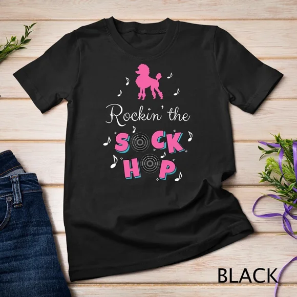 Sock Hop Pink Poodle Costume Retro 50s Style Graphic Art Cotton Shirt,for unisex up to 3XL
