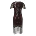 thumbnail image 7 of Coat for Women 1920s Flapper Party Dress Set with Knee Length Sequined Dress and Tassels Hem Accessories, 7 of 7
