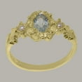 thumbnail image 3 of LBG British Made 9k Yellow Gold Natural Aquamarine & Cultured Pearl Womens Statement Ring - 33 size options - Size 9.25, 3 of 8