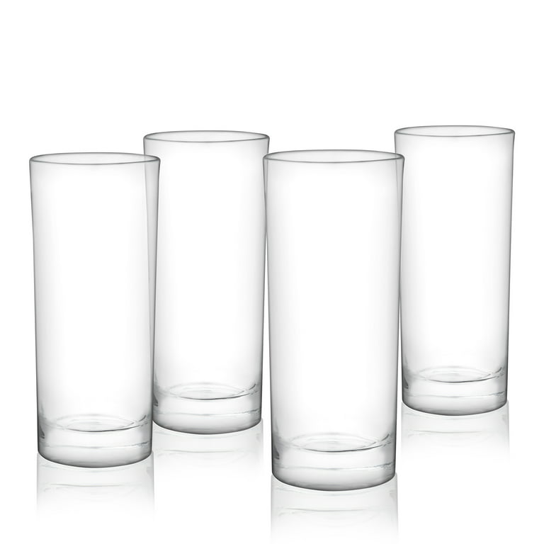 Royalty Art Tall Highball Glasses Set of 8, 12 Ounce Cups, Textured  Designer Glassware for Drinking Water, Beer, Dishwasher Safe