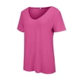 thumbnail image 6 of Endives Women's Short Sleeve T Shirt V Neck Classic Fit Fashion Casual T Shirt Solid Color Basic Tee T-Shirt Hot Pink, 6 of 7