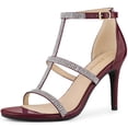 thumbnail image 1 of BLISSFUL STEP Women's Rhinestone Ankle Strap Stiletto High Heels Sandals, 1 of 6