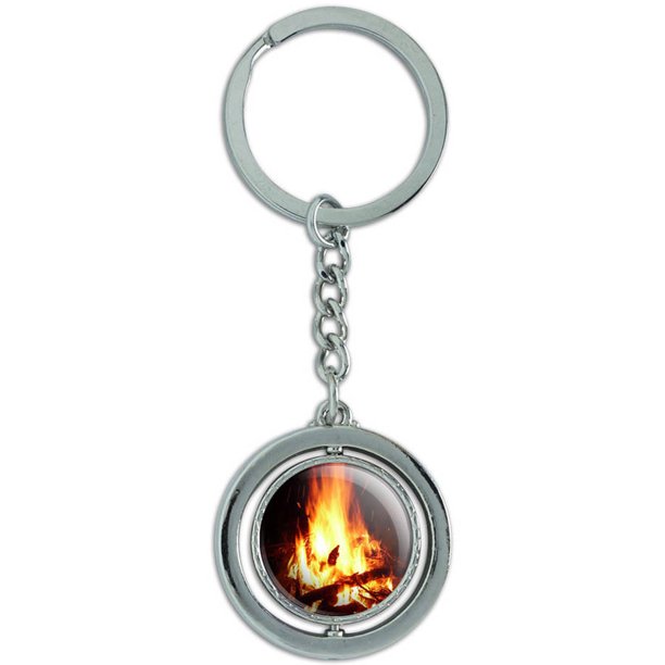Campfire Camp Camping Fire Pit Logs Flames Spinning Round Metal Key Chain Keychain Ring Walmart Com Walmart Com