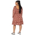 thumbnail image 4 of Celebrity Pink Women’s and Women’s Plus Floral Print Babydoll Dress with Long Sleeves, Sizes XS-4X, 4 of 5