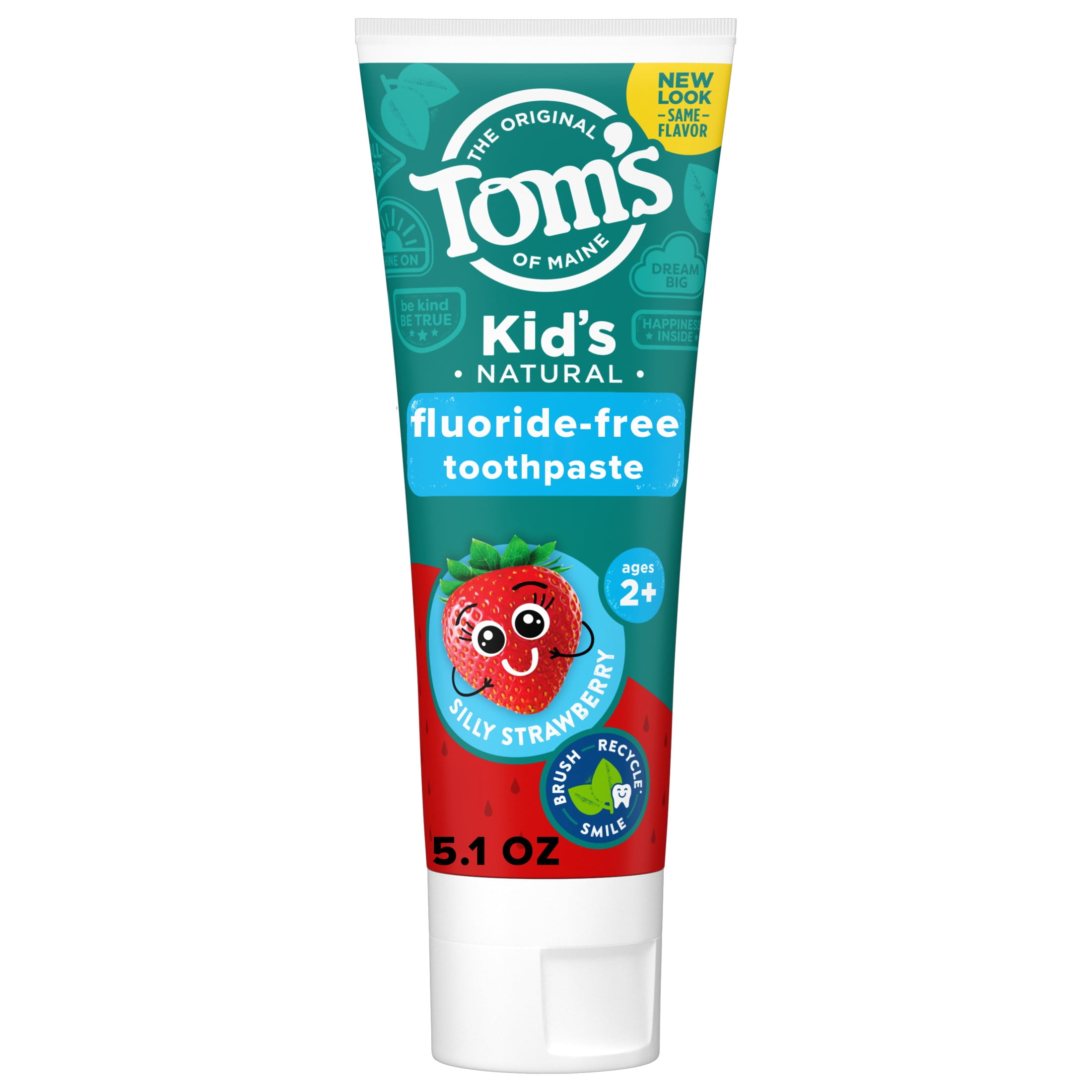 (3 pack) Tom's of Maine Kids Fluoride-Free Natural Toothpaste, Silly Strawberry, 5.1 oz.