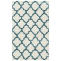 SAFAVIEH Yadira Geometric Quatrefoil Kids Shag Area Rug, Ivory/Blue, 3' x 5'