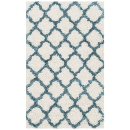 SAFAVIEH Yadira Geometric Quatrefoil Kids Shag Area Rug Ivory/Blue 3 x 5
