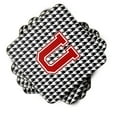 thumbnail image 2 of Letter U Monogram - Houndstooth Black Foam Coaster Set of 4, 2 of 3