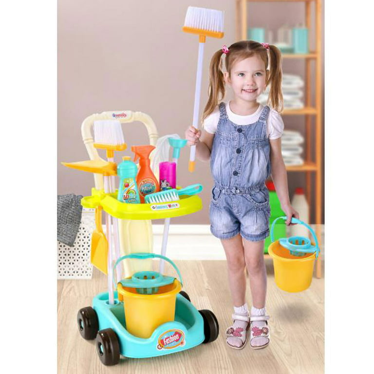House Cleaning Trolley Kit Child Pretend Play Sweeping Mopping Toy Little  Helper Educational Interactive Toys Child Birthday Present Toys For 3-6  Years 
