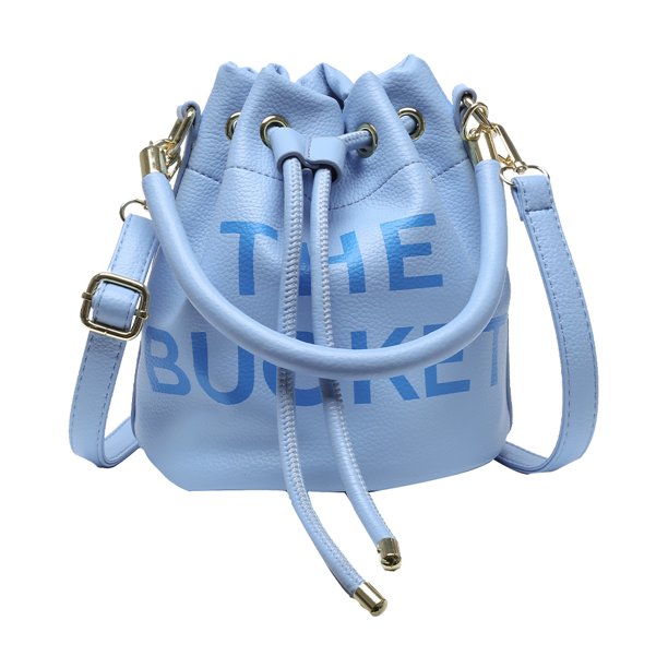 Bolso Tipo Cubo Con Letras Bolso Cruzado Informal Piel Sintética para Mujer para El (azul Claro)