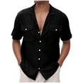 thumbnail image 3 of Vetsdori Mens Short Sleeve Shirts Polo Collar Dress Shirts Pockets Office Summer Button up Cotton Linen Casual Plain T-Shirts for Men Gift for Men, 3 of 9