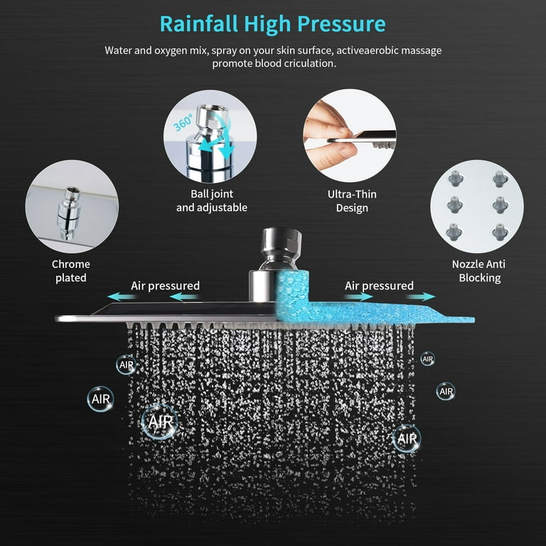 VXV High Pressure 8” Fixed Rain Shower Head with Handheld 5 Function J