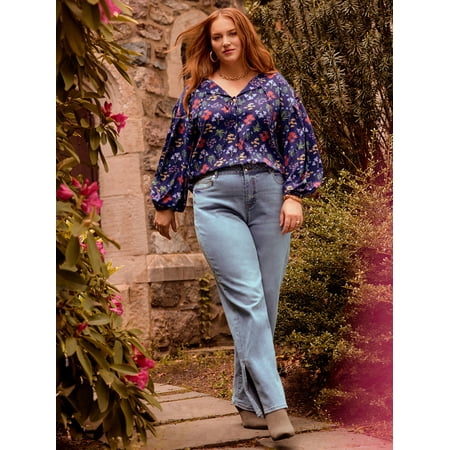 Eloquii Elements Women's Printed Blouse