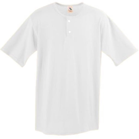 580A Two-Button Baseball Jersey, White - 2X