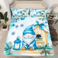 thumbnail image 2 of Manfei Merry Christmas Queen Sheet Sets,Cute Blue Gnome Flat Sheet,Rustic Xmas Flower Queen Fitted Sheet For Girls Teens,Microfiber Bedroom Decor,4-Piece, 2 of 7