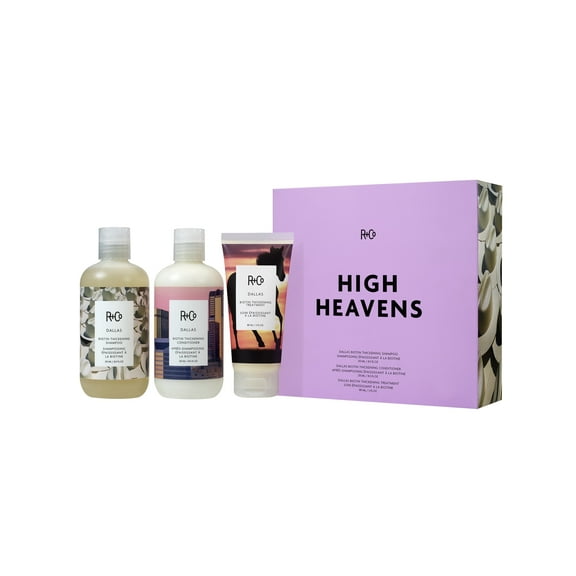 R Co High Heavens Haircare Kit including Dallas Biotin Thickening Shampoo, Conditioner, Treatment, 3 piece