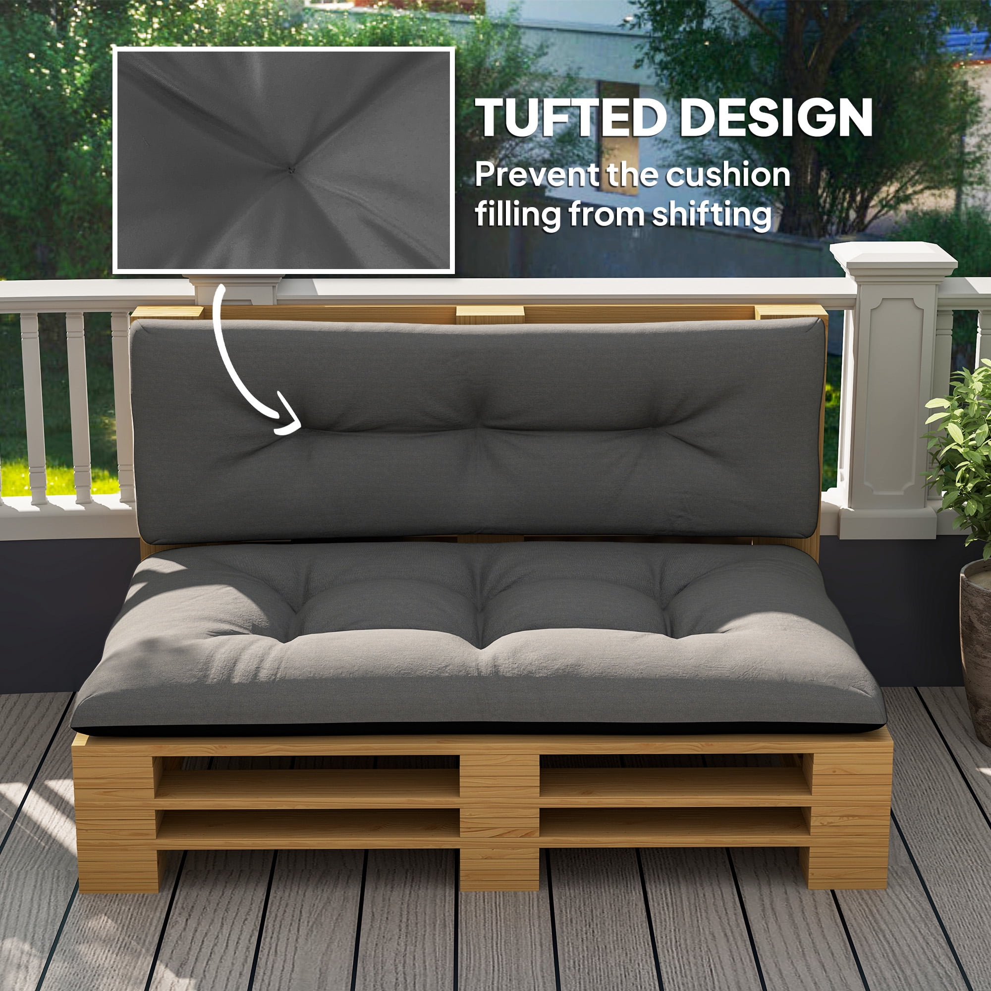 Alvantor 47"Patio Cushions 2 Seater Pallet Cushions 3.9" Bench Cushion for Garden, Patio, Black