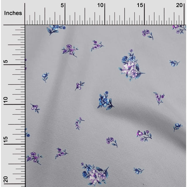 oneOone Polyester Lycra Fabric Leaves & Flower Floral Print Fabric BTY 56 Inch Wide
