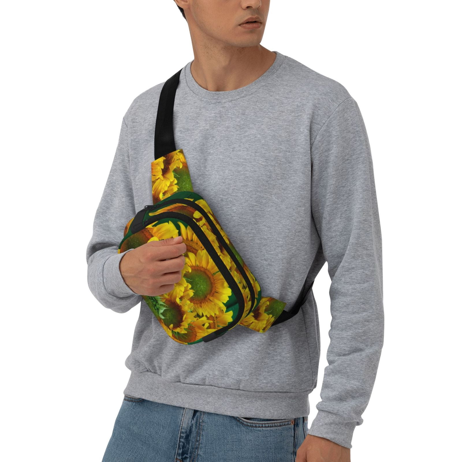 Picia Sunflowers in Bucket Print Square Double-Layer Waist Bag Mini Adjustable Waist Belt Bag Exercise Running Travel Hiking