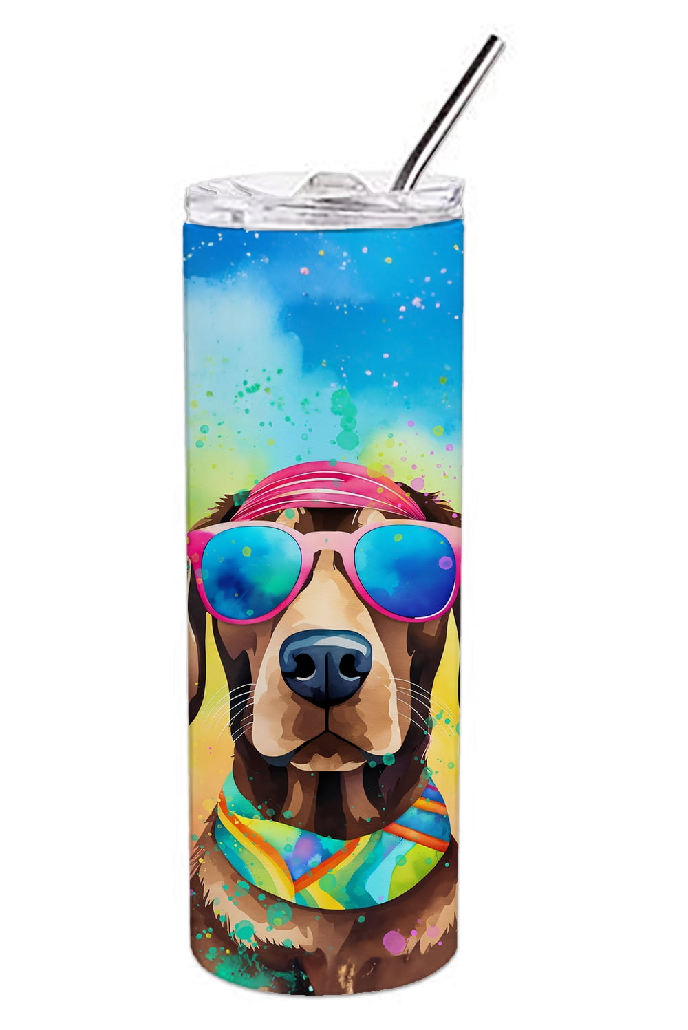 Chocolate Labrador Hippie Dawg Stainless Steel Skinny Tumbler 3 in x 8.25 in