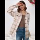 thumbnail image 5 of Ropa de Mujer para y Otoño, Elegante, de Larga, con Solapa, Holgada, A Cuadros, Chaqueta y Camisa de Franela con Botones. Caqui XL, 5 of 8