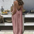 thumbnail image 3 of TAGOLD Womens Sleeveless Round-Neck Ankle Dress Solid Color Backless Strap Pocket Loungewear Summer, 3 of 5