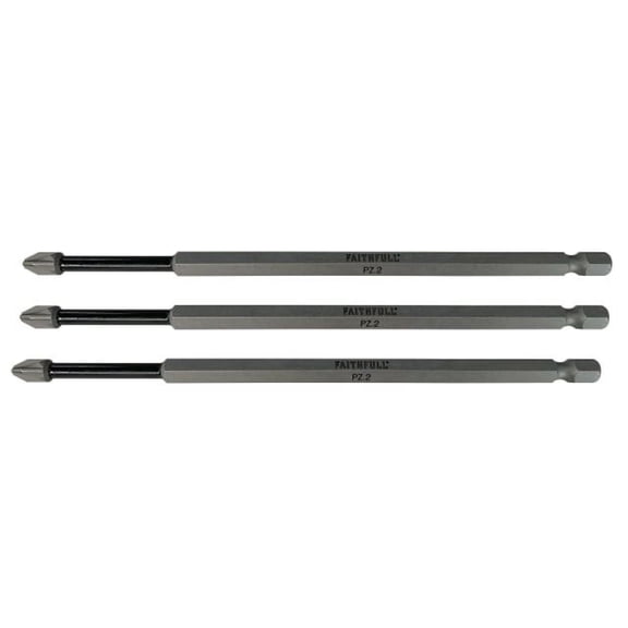 Faithfull - Pozidriv Impact Screwdriver Bits PZ2 x 150mm (Pack 3)