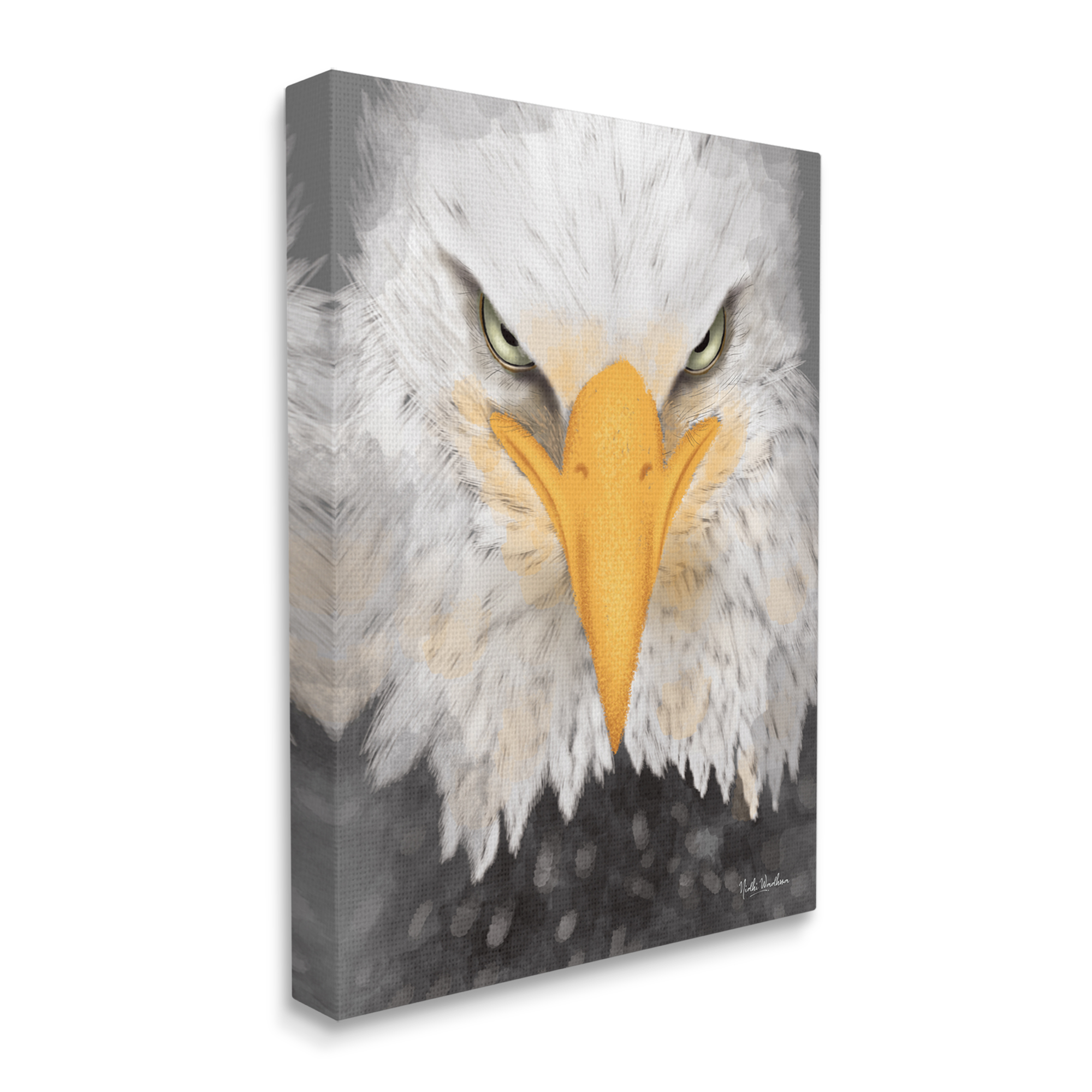 Stupell Industries Bald Eagle Gaze Portrait Animals & Insects Painting Gallery Wrapped Canvas Print Wall Art, 16 x 20
