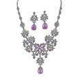 thumbnail image 1 of Lady Rhinestone Butterfly Teardrop Dangle Bib Necklace Stud Earrings Jewelry Set, 1 of 5