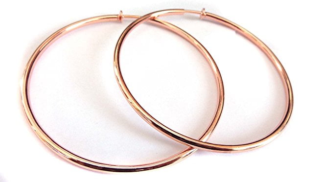 Clip-on Earrings Textured Earrings Plated Silver Tone Hypo-Allergenic Hoop Earrings 2 Inch Hoops