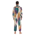 thumbnail image 7 of 1 Piece Adult Onesie Pajamas Cozy & Loose-Fit Sleepsuit Loungewear with Pockets Teal and Orange Abstract Shapes Small, 7 of 7