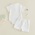 thumbnail image 4 of CAICJ98 Baby Boy Summer Outfits Button Short Sleeve Polo Shirts Romper Casual Shorts Set Infant Newborn Clothes (White,0-3 Months), 4 of 6