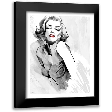 Rahim, Ellie 12x14 Black Modern Framed Museum Art Print Titled - Marilyns Pose Red Lips