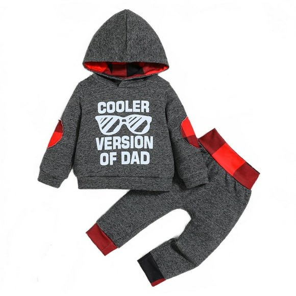 Ropa para bebé niño, sudadera con capucha de manga larga con estampado de letras divertidas y pantalones