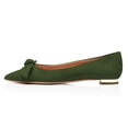 thumbnail image 2 of YDN Women Stylish Bowknot Chunky Low Heel Pumps Comfy Pointed Closed Toe Ballet Flats Slip on Soft Office Shoes Size 7 Olive, 2 of 5