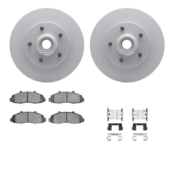 Dynamic Friction Company Front Geospec Brake Rotors with Heavy Duty Brake Pads includes Hardware 4212-99123