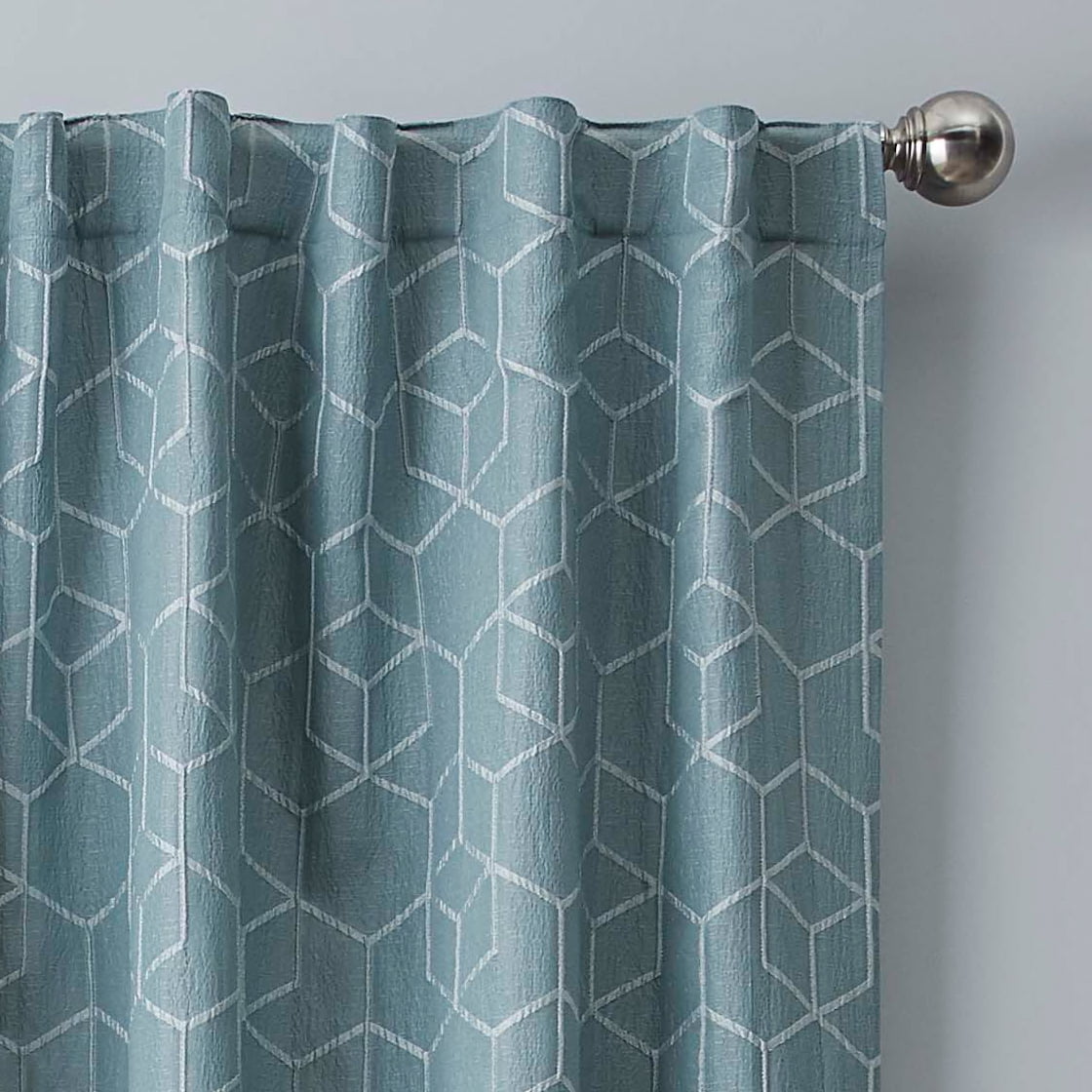 Better Homes & Gardens Blackout Textured Geometric Curtain Panel, 1 Panel, Aqua Slate, 50" W x 84" L