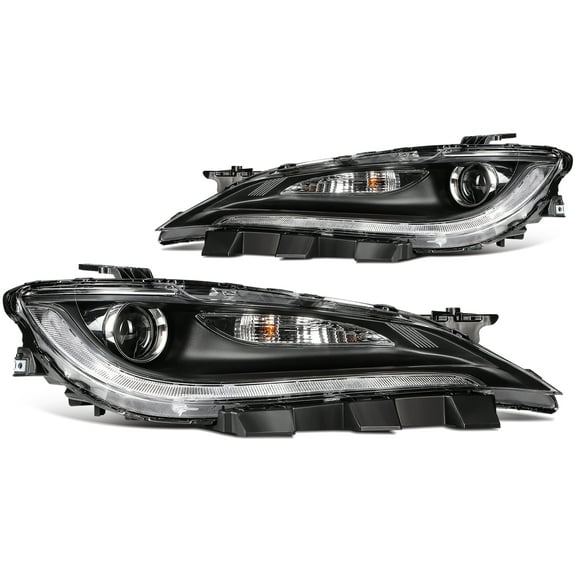 cciyu Headlight Assembly Replacement Fit 2015-2017 for Chrysler 200 Black Housing Clear Lens Driver and Passenger Side CH2502260 68284784AA (Bulbs Not include)