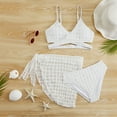 thumbnail image 2 of Girls Swimsuit Size 10 Cutout Bikini Sets for Girls 16-18 Drawstring Girls Swimwear Tankini 3 Pieces Bathing Suit Ruched Color Block Beach Swimwear White 14-15 Years, 2 of 8