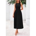 thumbnail image 3 of Vestido PRETTYGARDEN Negro Sin Mangas Línea A Plisado Midi Talla S, 3 of 8