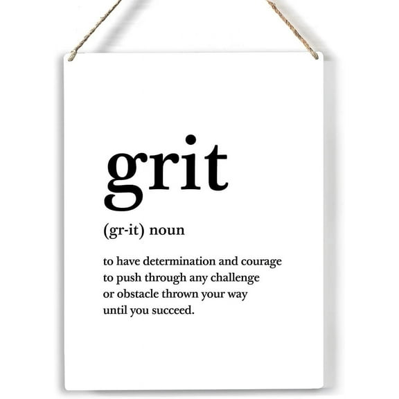 Novelty Grit Definition Wood Sign Motivational Grit Quote Wooden Signs Rustic Hanging Plaque Home Office Wall Art Perfect Sign Wall Decor for Home Office 8x12 Inch