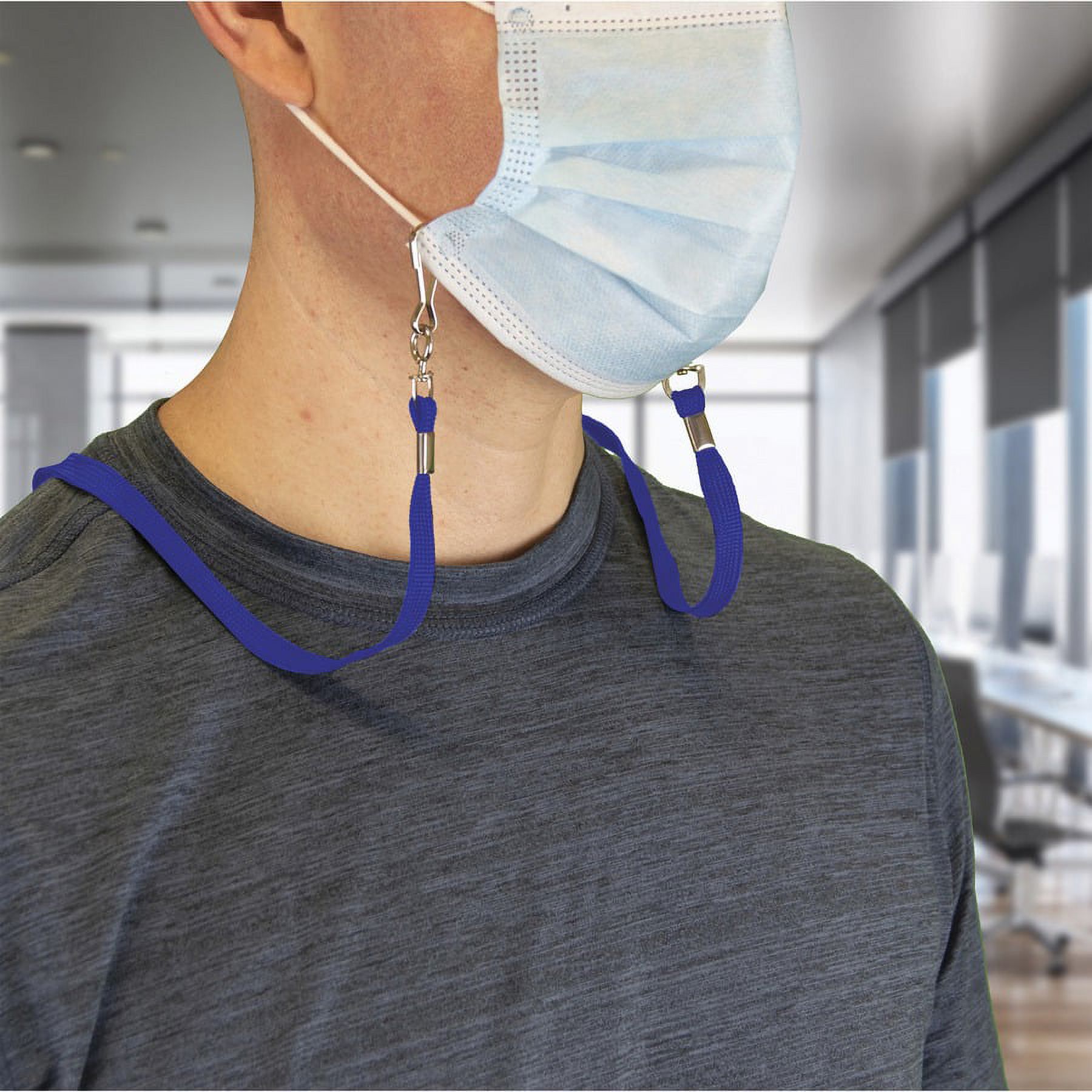 Advantus Face Mask Lanyard - 10 / Pack - 30" Length - Blue