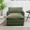 thumbnail image 2 of JUSTLET Modern Corduroy Accent Armchair with Ottoman for Bedroom Living Reading Room Office, Green, 2 of 5