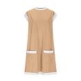 thumbnail image 4 of Ovzne Robes Grande Taille pour Femmes Rondes Robe Femmes Robes d'Été Courtes Manches Courtes Bloc de Couleur Ample Tricot Côtelé Tendance Robe Mini en Coton avec Poches Robe de Vacances Robe Courte, 4 of 6