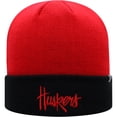 thumbnail image 2 of Men's Top of the World Scarlet/Black Nebraska Huskers Core 2-Tone Cuffed Knit Hat, 2 of 2