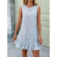 thumbnail image 6 of Women'S Striped Print Sleeveless Ruffle Tunic Dress Summer Swing Flowy Mini Dresses Sky Blue XL, 6 of 9